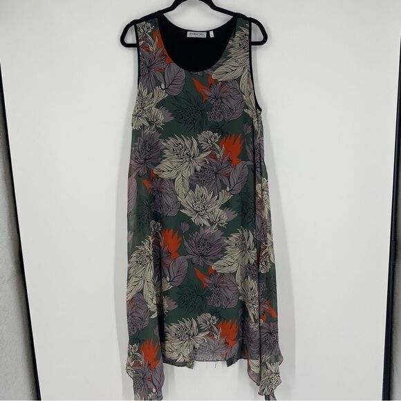 Patrizia Luca Women’s Round Neck Sleeveless Tropical Print Midi Dress size XL - Picture 1 of 4